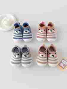 Chaussons-chaussettes tricotés rayés marron tendance <span class=keywords><strong>pour</strong></span> bébé, avec languette de traction, semelle souple et flexible en TPE antidérapante, vente en gros par lot - Product Image 2