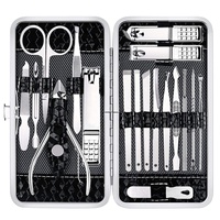 Kit de manucure professionnel en acier inoxydable 18 pièces, outils de soin des ongles, ensemble de manucure, coupe-ongles, kit de pédicure