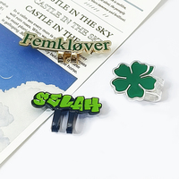Clips de bord de casquette en métal plaqué antique personnalisés, en gros, avec logo naturel personnalisé, pour casquettes de baseball tendance, épingles en émail souple avec cristal