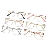 Montures de lunettes œil-de-chat en métal à monture complète pour femmes européennes et américaines, design orné de diamants, photochromiques, anti-lumière bleue, en polycarbonate