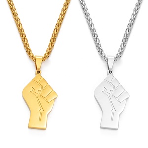 Collana con Pugno in Acciaio Inossidabile Black Lives Matter, Colore Argento/Oro, per Donne/Uomini, per Matrimoni e Feste # 166921 - Product Image 2