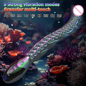 JRUI kadın 9 frekansları LED ekran ahtapot Tentacle vibratör değnek vajina masaj Butt tor oyuncak popo ve vajina için - Product Image 4