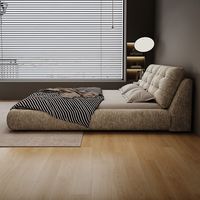 Lit double moderne et simple en velours Neille avec tiroirs de rangement pour chambre à coucher en tissu de style italien