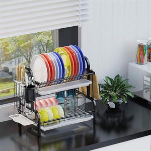 Égouttoir à vaisselle en acier inoxydable, support à vaisselle à 2 niveaux avec égouttoir à vaisselle antirouille pour la cuisine - Product Image 4