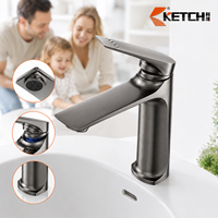 Robinet de lavabo moderne minimaliste à levier unique avec corps conique, bec plat et aérateur, en acier inoxydable chromé poli