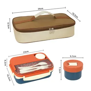 Großhandel umweltfreundliches 4-Fächers Bento Lunch-Box-Set tragbares Kunststoff-Lunch-Container mit Heizbarem Lebensmittel Lunch-Tasche für Kinder Erwachsene