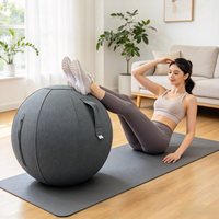 Tabouret de yoga en tissu avec poignée, anti-éclatement, en tissu doux, diamètre 20-29,9 pouces, chaise d'équilibre pour exercices à domicile et au bureau, pour le renforcement du tronc