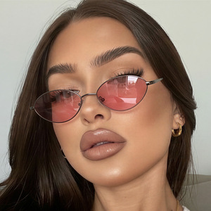 2026 Fashion Retro Women Oval <strong>Pink</strong> Sunglasses Vintage Cat Eye Metal UV400 Outdoor Hip Hop <strong>Party</strong> Sun <strong>Glasses</strong> - Product Image 3