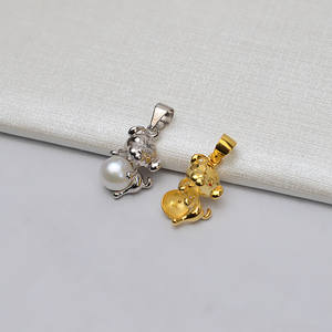 Colgante de Plata S925 para Mujer, Colgante Hueco con Perla de 7mm para el Año del Perro, Año Nuevo, 614, Accesorio para Joyería DIY - Product Image 1