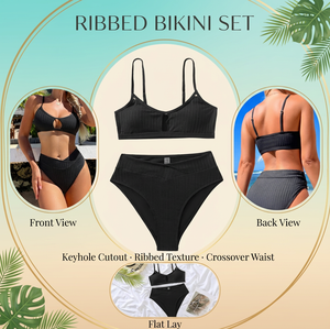 <span class=keywords><strong>Maillot</strong></span> de bain bikini 2 pièces sexy à bords côtelés de couleur unie pour femme, idéal pour les ventes transfrontalières vers l'Europe et l'Amérique sur AliExpress - Product Image 5