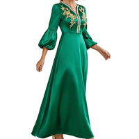 Vert Vente Chaude Moins Cher Femmes Musulmanes Robes Pas Cher Broder Abaya Femmes Robe Musulmane