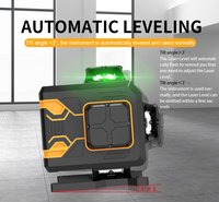Niveau laser professionnel auto-nivelant, laser vert 4x360 °   Niveau laser 4D rechargeable à piles pour la construction
