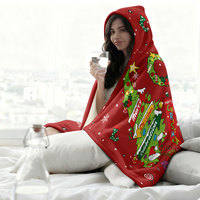 Couverture à capuche en flanelle à motif de dessin animé de Noël, personnalisable, imprimée numériquement, utilisable comme plaid de canapé ou cape, pour cadeaux de fêtes, Dropshipping