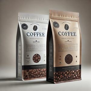 Bolsa de Fondo Plano de Papel de Aluminio de Grado Alimenticio con Logotipo Personalizado al por Mayor para Granos de Café, Bolsa con Cierre de Plástico para Envasado de Café y Alimentos - Product Image 1