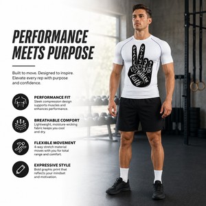 Camiseta Deportiva de Compresión de Secado Rápido para Hombre, Personalizada y Resistente, para Entrenamiento Atlético y Circuito - Product Image 1