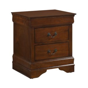Mesita de noche clásica DB con 2 cajones, madera de cerezo marrón, muebles tradicionales para dormitorio - Product Image 4
