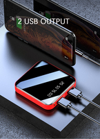 Mini batterie externe Portable 2022 Offre Spéciale, écran LED miroir plein écran 10000mah avec lampe de poche pour chargeur de téléphone