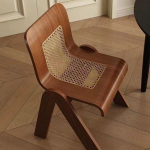 Chaise de salle à manger en bois massif avec dossier en rotin, pour adultes, meubles de salle à manger - Product Image 1