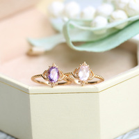 Bagues en cristal naturel pour femmes, améthyste, quartz rose, argent sterling 925, grande bague en pierre, bijoux de qualité supérieure, bagues en pierres précieuses