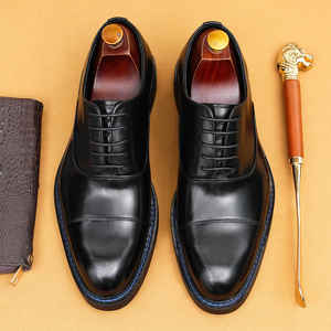 Zapatos Oxford de Cuero con Punta en Pico para Hombre - Empeine de Tres Piezas en Cuero Genuino 2025, Construcción Noruega de Primera Calidad para Negocios Formales - Product Image 4