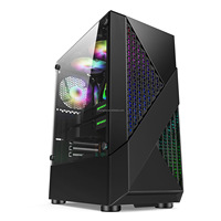 Casing komputer kaca tempered transparan samping, casing host game Internet cafe e-sports bentuk berlian Desktop kaca tempered transparan