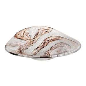 Autre décoration d'intérieur Ensemble de 3 fleurs d'orchidée de couleur brune Assiette Vase rond en verre doré - Product Image 3