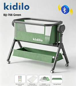 Lit bébé pliable Kidilo de haute qualité avec moustiquaire et panier de rangement, capacité de charge de 20 kg, pour les enfants de 0 à 3 ans, pour la maison - Product Image 2