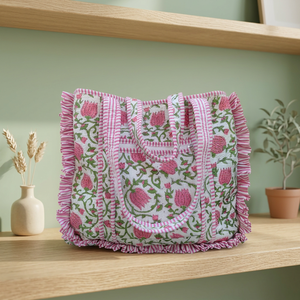 Sac fourre-tout vintage fait main, grande taille, couleur unie, en coton indien lavable, fermeture éclair, sac d'épicerie imprimé, idéal été-printemps - Product Image 3