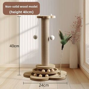 Integrierter Vertikaler Kratzbaum mit Kratzbrett Verschleißfest Nicht Haarend Katzen-Spielball aus Dichtefaserplatte für Katzen - Product Image 6