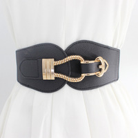 SAIJE – ceinture élastique en tissu pour femme, 6cm de large, avec boucle en métal, à la mode, pour l'hiver et l'été