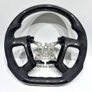 Volante de Cuero Negro Personalizado Directo de Fábrica en Fibra de Carbono Negra para Silverado - Product Image 1