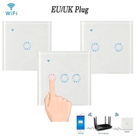 Interrupteur intelligent WiFi Tuya One Gang EU, compatible Alexa et Google Home, avec écran tactile et panneau en verre LED