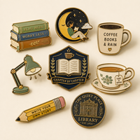 Broche en émail personnalisée avec logo pour bibliothèque, sac à dos, veste, sac, accessoires cadeaux, vente en gros
