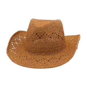 Sombrero de Vaquero de Paja Unisex, Transpirable, con Diseño Calado, Ala Ancha, Estilo Artístico Retro, para Primavera/Verano - Product Image 3