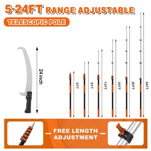 Sécateur télescopique manuel pour arbres, <span class=keywords><strong>scie</strong></span> à élaguer 12-24 pieds pour l'élagage de jardin, lame en acier au carbone, poignée en plastique, personnalisation OEM - Product Image 3