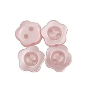 Custom Plastic White Transparent Pearl Resin Custom 2 Holes Flower Heart Shape Buttons for Men Polo Shirt