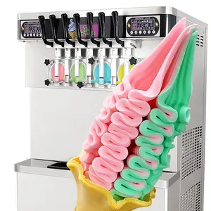 Kolice multifunzione 7 gusti frozen yogurt soft serve ice cream making machine air pump con CE NSF