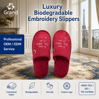 Chaussons d'hôtel 5 étoiles authentiques en velours standard, chaussons pour invités à haute absorption, chaussons de bain pour spa de luxe