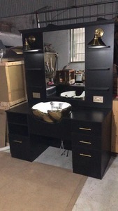 10 năm bảo hành Hot Bán Cổ điển vàng đen làm tóc gương trạm thương mại Styling Station với cơ sở thép không gỉ - Product Image 2