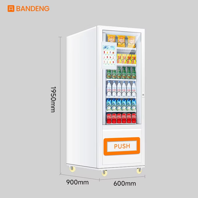Smart Touchscreen Self Service Vending Machine Snack Drink Combo Cashless Android Remote Management OEM SDK Coin Stainless Steel