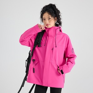 Outdoor <b>Fleece</b> <b>Lined</b> 3 In 1 Windproof <b>Jacket</b> Women Workwear Style Printed Embroidered Text Full Sleeve - Product Image 3