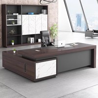 Escritorio Ejecutivo en Forma de L Curvo, Ergonómico y que Ahorra Espacio, Mesa para Jefe, para Oficina de Director General