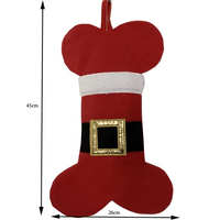 Décoration suspendue en forme d'os de chien en peluche rouge conçue sur mesure pour la cheminée Cadeau de Noël Sac de bonbons Broderie Chaussettes de Noël
