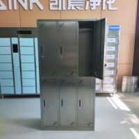 Armoire à 6 compartiments en acier inoxydable, ventilée, avec barre de suspension pour vêtements, système de verrouillage à clé, utilisation industrielle en atelier