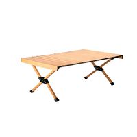 Table de camping pliable moderne en alliage d'aluminium, ultra-légère, finition grain de bois, pour pique-nique et mobilier d'extérieur