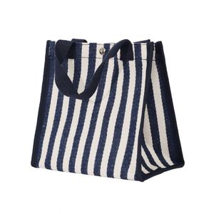 Custom <b>Printed</b> Logo Stripe Pattern Recycled Eco CanvasTote Bag Daily Carrying Bag for Men Women Fabric Material for Advertising - Product Image 4