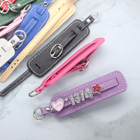 Porte-clés en cuir PU 24mm+8mm, cadeau pour femme pour les anniversaires, compatible avec les breloques coulissantes de 8mm, lettres de l'alphabet