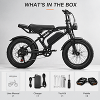 Vélo électrique tout-terrain à pneus larges 20x4.0 pouces, 48V 350W, 160 kg, robuste, 10 Ah, double suspension, 7 vitesses, pour adultes