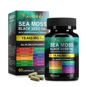 แคปซูลชิลลาจิตออร์แกนิกผสมสาหร่ายทะเลและน้ำมันเมล็ดดำ พร้อมอัชวกันดา ยี่ห้อ Acentiallabs สำหรับขายส่งแบบ Private Label - Product Image 1