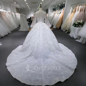 Vestido de novia de encaje francés con lentejuelas brillantes para fiesta, elegante vestido de novia musulmán de lujo para princesa, Lsbh21 - Product Image 4